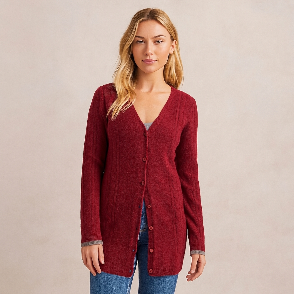 VERTIGO PARIS  Red Raspberry Long Cardigan S